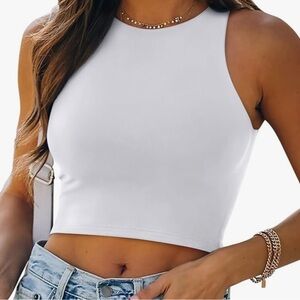 REORIA Women’s Sexy Sleeveless Racer Back Tank Tops Halter Neck Crop Tops